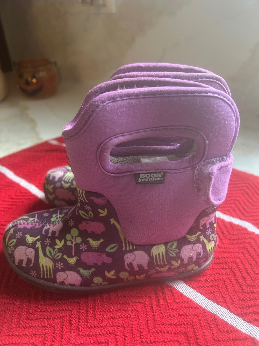 Bogs Kids Purple Animal Print Waterproof Rain Boots